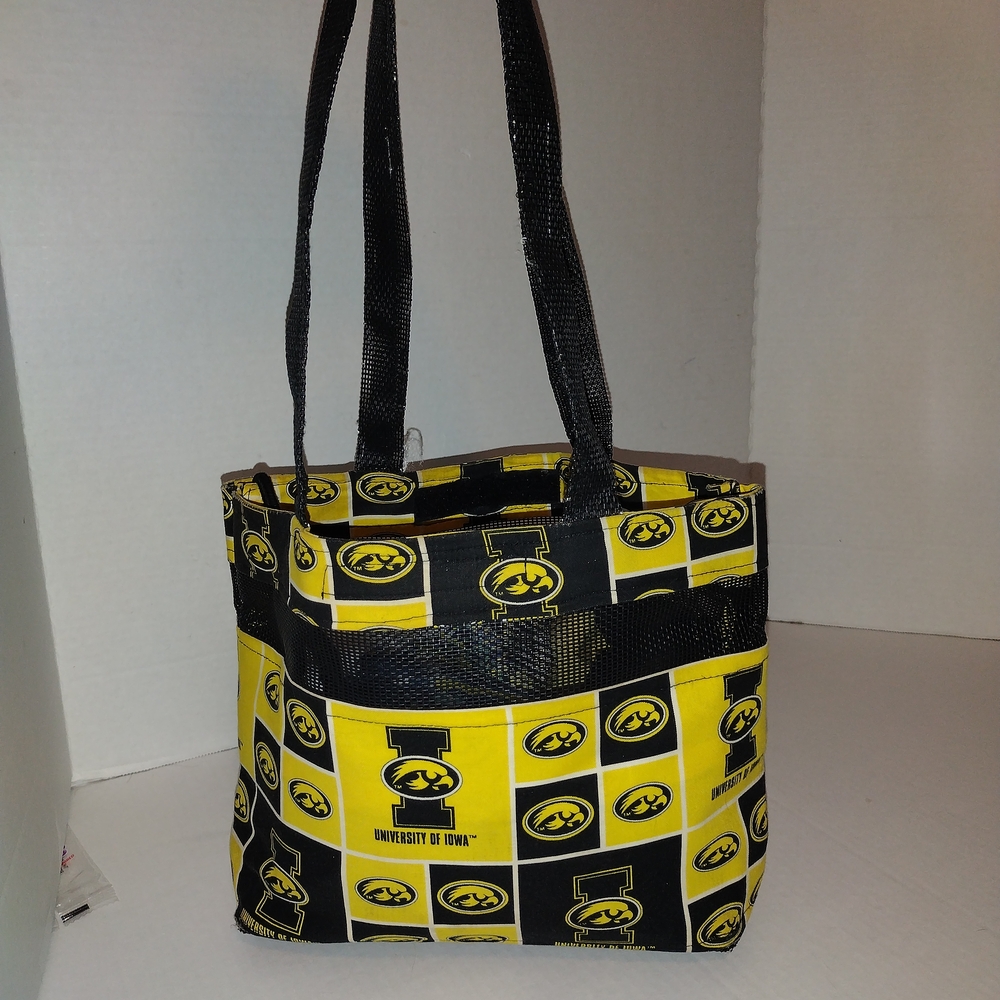 University of Iowa Women's Tote Bag - Yellow and Black Handmade 10"x8"x4"